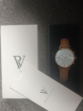 Paul Valentine Rose Gold Case Watch with Tan Leather Strap